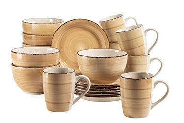 MÄSER 931496 Bel Tempo II Frühstück-Service für 6 Personen im Vintage Look, handbemalte Keramik, 18-teiliges Geschirr-Set, Türkis, Steingut im Sale